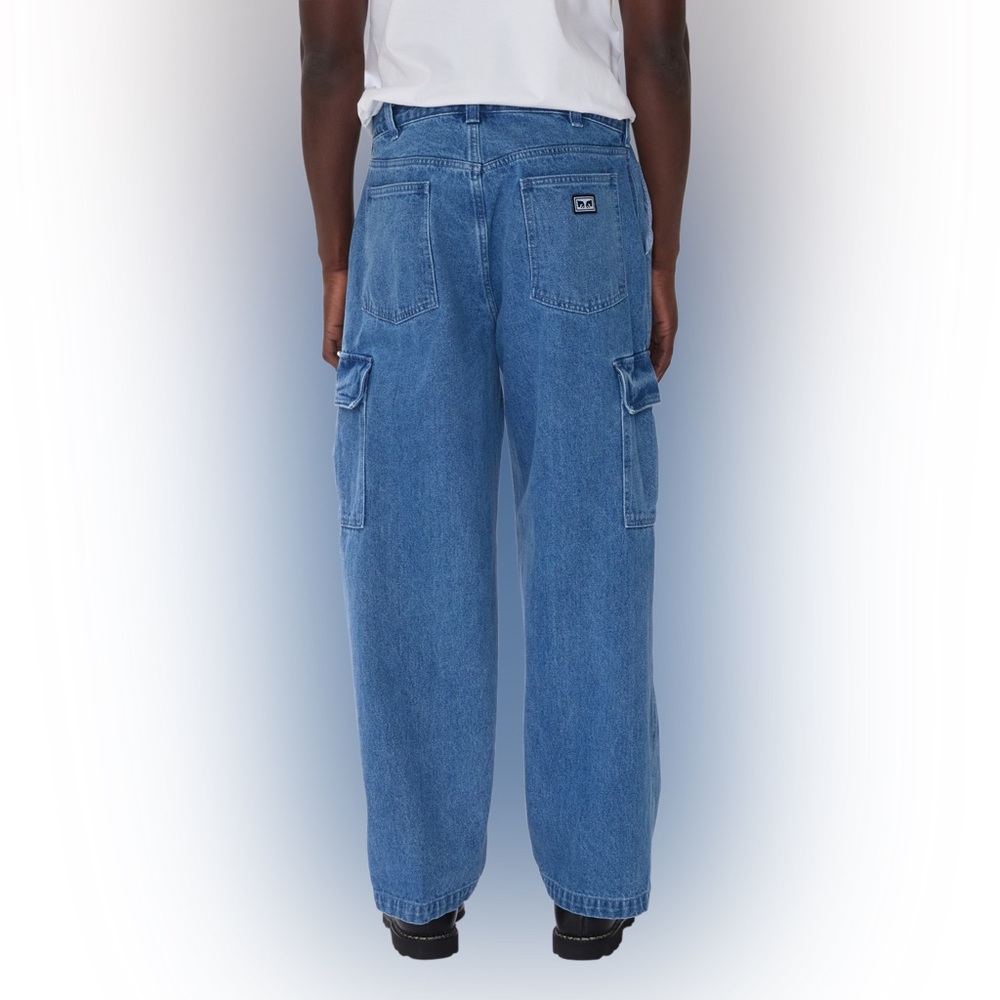 OBEY Bigwig Cargo Jeans Men’s Unisex 28 Blue Baggy Y2K 100% cotton